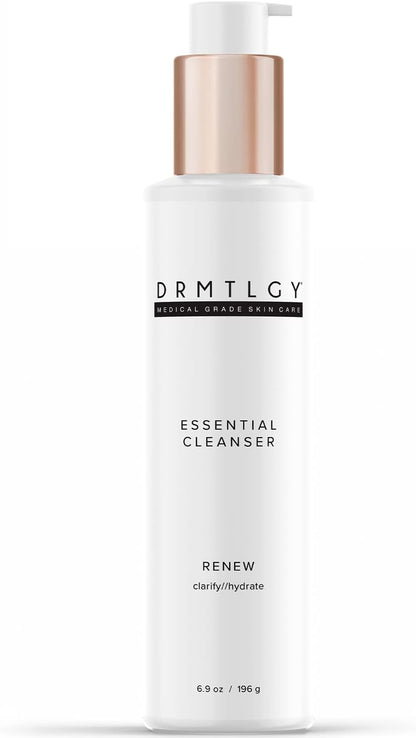 DRMTLGY Essential Facial Cleanser - Gentle Face Cleanser and Face Wash for Women and Men with Anti-Aging Peptides & Hyaluronic Acid. 6.9 fl oz
