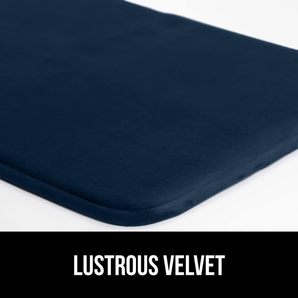 GORILLA GRIP Memory Foam Bath Rugs, Soft Absorbent Velvet Bathroom Mats, Durable Dots on Underside, Machine Washable Bathmat, Carpet Rug Room Decor for Shower Floor, 30x20 Mat, Navy Blue