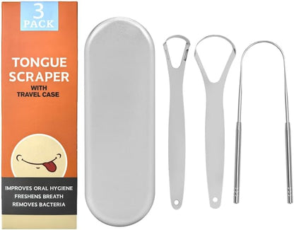Tongue Scraper for Adults - Reduce Bad Breath, Metal Tongue Scraper, Tongue Cleaner for Adults -Stainless