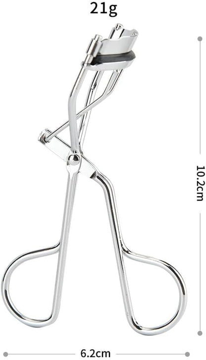 Eyelash Curlers and Tweezers for Every Eye Shape"" 2 in 1 Eyelash Curler and Tweezer Set for Instant Beauty"" Travel-Friendly and Easy to use, Silver