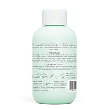 ella+mila Soy Nail Polish Remover Non-Acetone Nail Polish Remover - Non-Toxic Fingernail Polish Remover - For Natural Nail Polishes - Unscented & Enriched With Vitamins A, C & E(4 fl oz) Teal