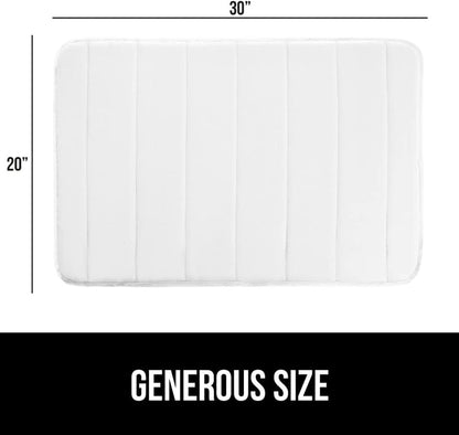 GORILLA GRIP Memory Foam Bath Mat, Soft Absorbent US Designed Bathroom Rug, Gripping Dots Machine Washable Bathmat, Cushioned Floor Mats, Shower Sink Rugs Room Décor Accessories, 30x20 White
