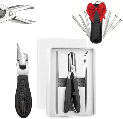 9-Piece Ingrown Toenail & Thick Nail Clipper, Eagle Beak Beveled Nail Clippers,Angled Nail Clippers,Suitable for Men,Women,and Comfort-Seeking Seniors at Home,in The Office,and During Travel (Black)