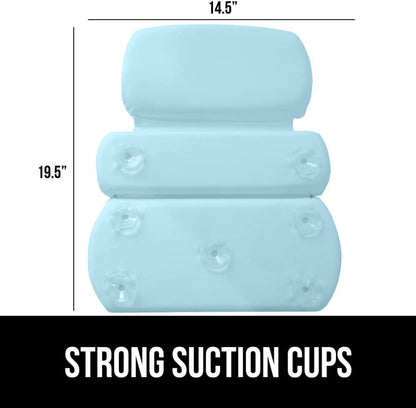 GORILLA GRIP Bath Pillow for Tub, Improved Suction Cups, Luxury Bathtub Pillows, Headrest for Neck and Back Support, Relaxing Home Spa, Hot Tubs and Bathroom Essentials, Gifts for Women, 3 Panel Blue