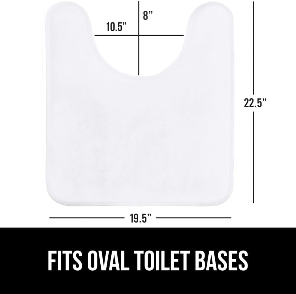 GORILLA GRIP Thick Memory Foam Toilet Rug for Bathroom, U Shaped Washable, Soft Absorbent Velvet Topside Floor Mats, Machine Wash, Cushioned Luxury Rugs for Bath Room, 22.5 x 19.5, White