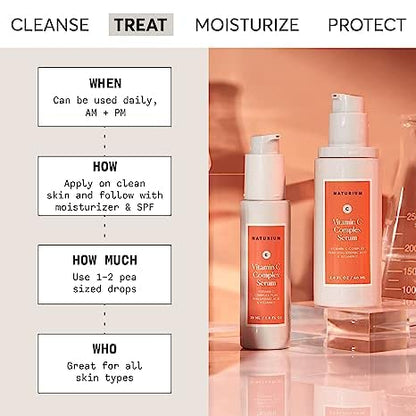 Naturium Vitamin C Complex Face Serum Jumbo, Anti-Aging Facial Treatment with Hyaluronic Acid & Vitamin E, 2 oz