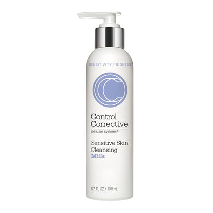 CONTROL CORRECTIVE Sensitive Skin Cleansing Milk, 6.7 Oz - Creamy, Calming Cleanser With Soothing Liden Flower, Gentle, Comfrey, Aloe Vera, Chamomomile Extracts, Removes Make-Up & Daily Build Up