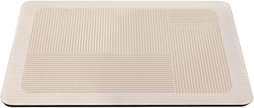 Beige Striped Diatomite Bath Rug – Quick Dry Super Absorbent Diatomite Stone Shower Mat – Ultra Thin Non-Slip Rubber Bath Mats for Bathroom Floor, Stylish & Durable Home Décor, 24" x 17"