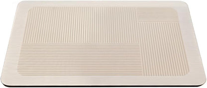 Beige Striped Diatomite Bath Rug – Quick Dry Super Absorbent Diatomite Stone Shower Mat – Ultra Thin Non-Slip Rubber Bath Mats for Bathroom Floor, Stylish & Durable Home Décor, 24" x 17"