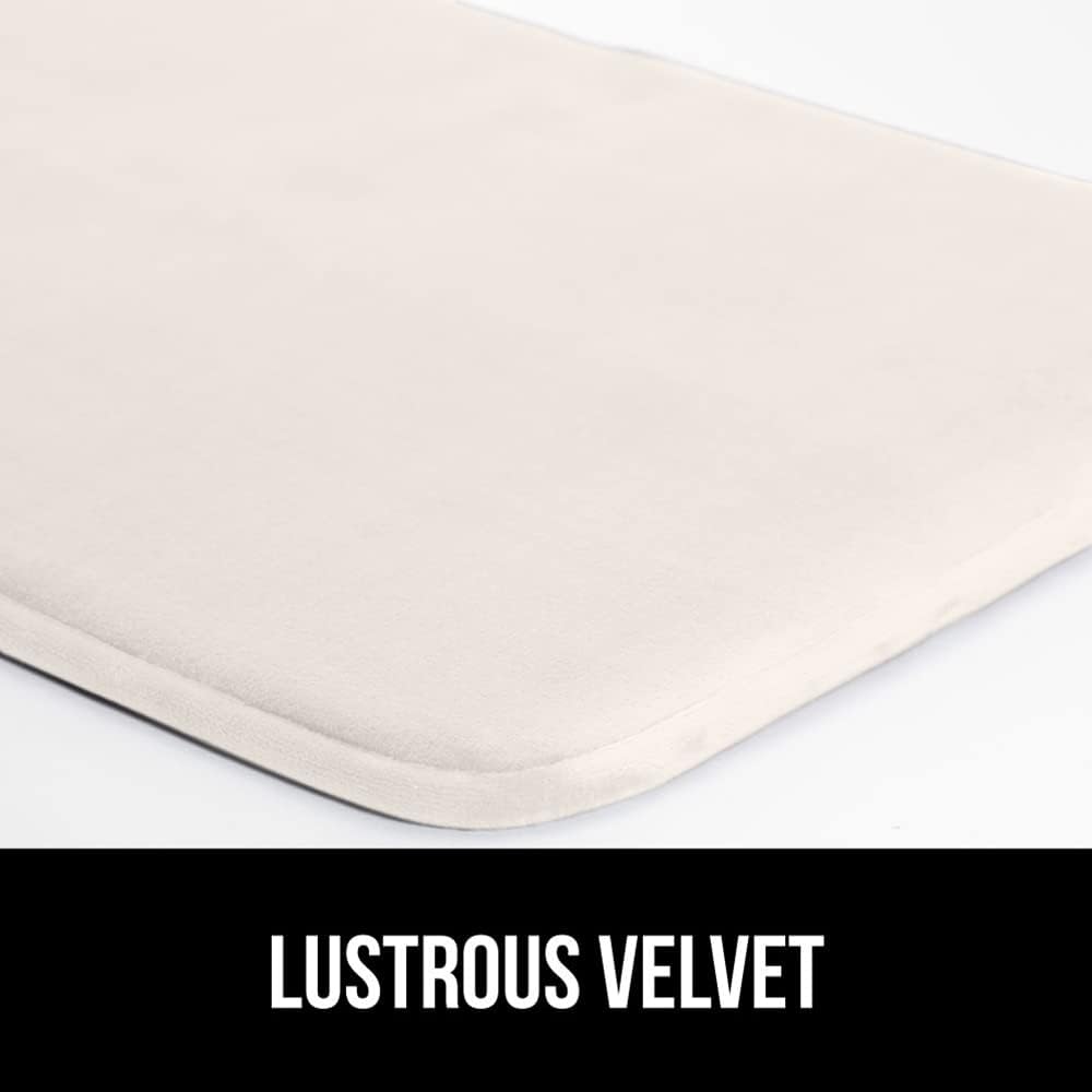 GORILLA GRIP Memory Foam Bath Mat, Soft Absorbent Velvet Bathroom Mats, Durable Dots on Underside, Machine Washable Bathmat, Carpet Rug Room Decor for Shower Tub Floor RV, 48x24 Rugs, Cream