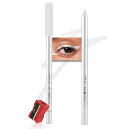 evpct Pearl White Glitter Eyeliner Pencil for Eyes, Pearl White Metallic Shimmer Eye Liner Pencil Makeup Waterproof Smudge Proof, Colored Gel Waterline Eyeliner, Face Eye Paint Stick Halloween Makeup