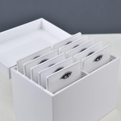 10 Layers Acrylic Eyelash Storage Box, Makeup Eyelashes Extension Close-Packed Display with 10 Pallets, Grafting False Eyelashes Glue Pallet Holder Display Organizer (White)