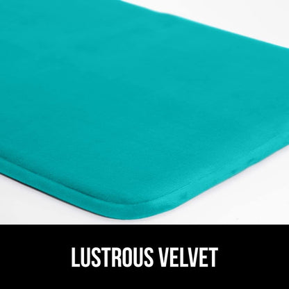 GORILLA GRIP Memory Foam Bath Rugs, Soft Absorbent Velvet Bathroom Mats, Durable Dots on Underside, Machine Washable Bathmat, Carpet Rug Room Decor for Shower Floor, 24x17 Mat, Turquoise