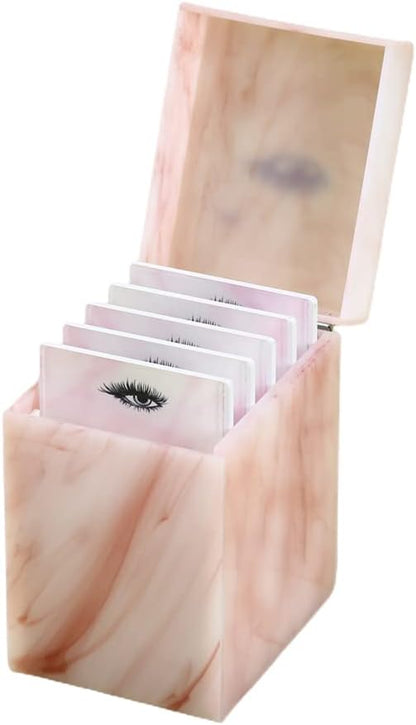 5 Layers Acrylic Eyelash Storage Box, Makeup Eyelashes Extension Close-Packed Display with 5 Pallets, Grafting False Eyelashes Glue Pallet Holder Display Organizer (5 Layer Marble Pink)