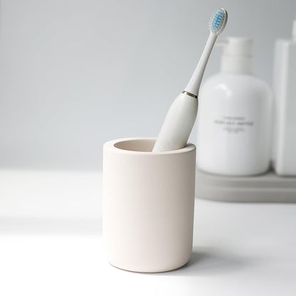 Selegna Drying Stone Toothbrush Holder, Diatomite Toothbrush Holders for Bathroom, Quick Drying Electric Toothbrush & Toothpaste Holder Cup, Diatomaceous Earth Bathroom Sink Organizer (Beige)