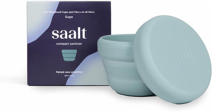 Saalt Compact Sanitizer - Menstrual Disc and Period Cup Cleaner, Microwavable, Reusable Menstrual Disc Sanitizer for Travel or Home, Collapsible, Flat-Fold Design - Sage