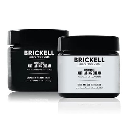 Brickell Men's Day and Night Anti Aging Cream Routine, Natural and Organic, Scented, Skincare Gift Set