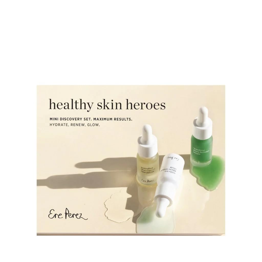 Ere Perez - Healthy Skin Heroes Kit Mini Discovery Set (Hydrate, Renew, Glow) | Vegan, Cruelty-Free, Clean Beauty (3-Piece Gift Set)