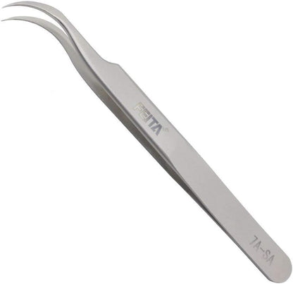 Individual C-Shaped Tip Lashes Tweezer - FEITA Professional Stainless Steel Curved Tweezers Precision for 3D Volume Eyelashes Extensions (1 Pc)