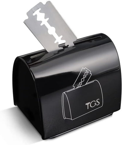 Razor Blade Storage Bank & Disposal Case, Mail Box for Used DE Safety Razor Blades (Black)