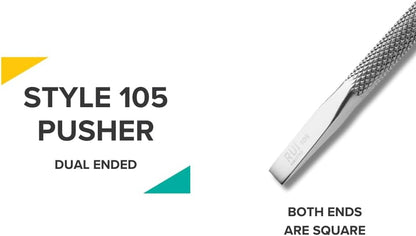 Rui Smiths Pro Cuticle Pusher with 2 Ends - Stainless Steel Manicure Tool - Style 105