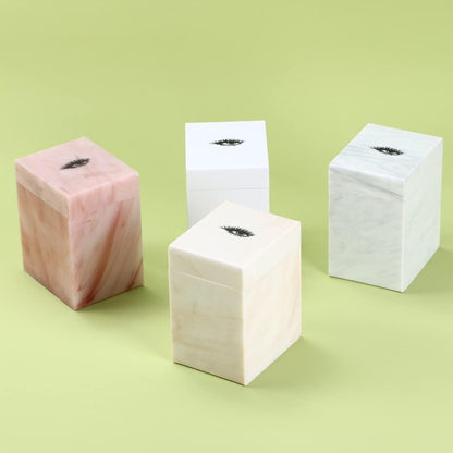 5 Layers Acrylic Eyelash Storage Box, Makeup Eyelashes Extension Close-Packed Display with 5 Pallets, Grafting False Eyelashes Glue Pallet Holder Display Organizer (5 Layers Marble White)