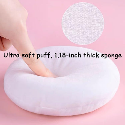 2 Pack Extra Large 5.2" White Powder Puffs and 5.3" Glass Container – Oversized Soft Body & Face Large Powder Puff Dusting Powder Jar Holder Case(Clear Glass)