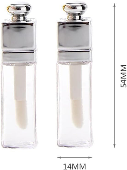 2Pcs Empty Lip Gloss Tubes, 3ml Clear Lip Gloss Tubes with Wand, Refillable Lip Balm Gloss Containers for DIY Makeup Lipgloss Making Kit