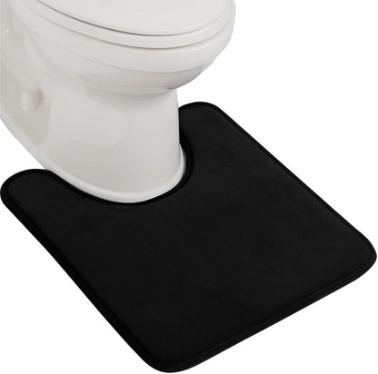 GORILLA GRIP Thick Memory Foam Toilet Rug for Bathroom, U Shaped Washable, Soft Absorbent Velvet Topside Floor Mats, Machine Wash, Cushioned Luxury Rugs for Bath Room, 22.5 x 19.5, Black