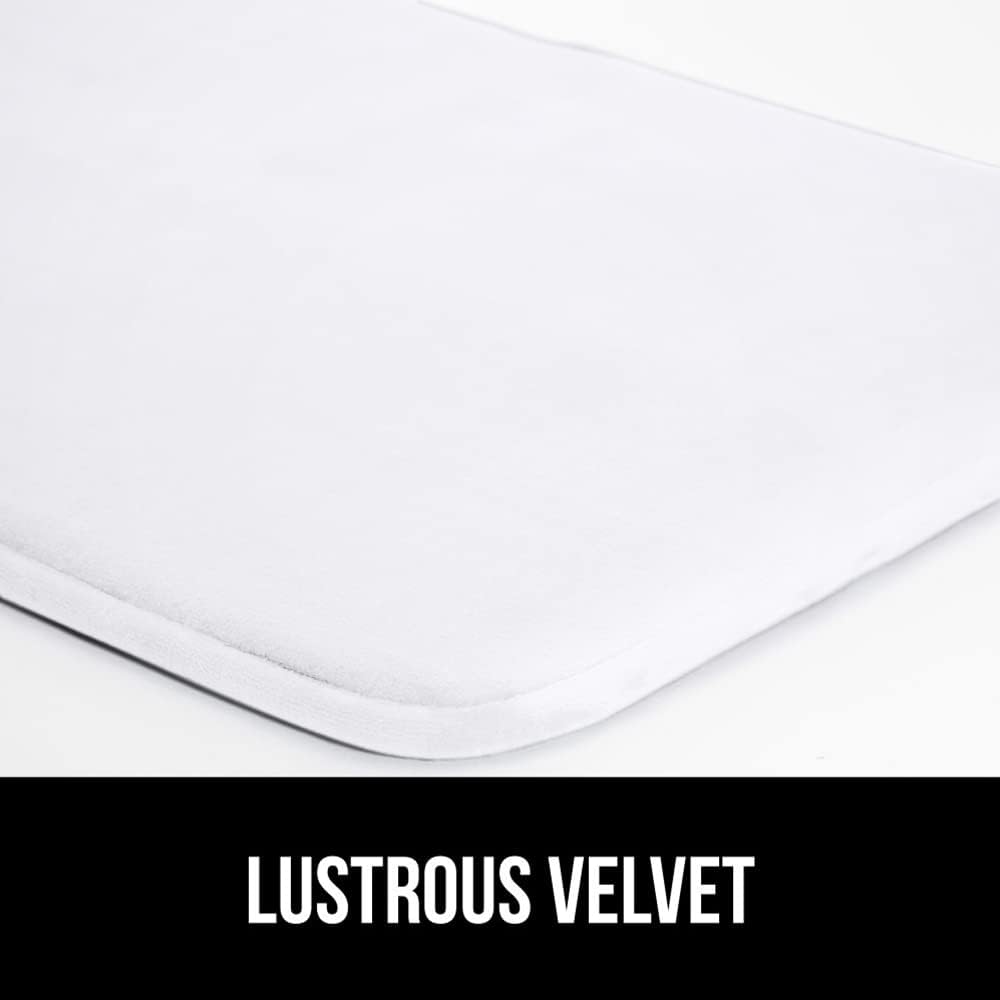 GORILLA GRIP Thick Memory Foam Bath Rugs, Soft Absorbent Velvet Bathroom Mats, Durable Dots on Underside, Machine Washable Bathmat, Carpet Rug Room Decor for Shower Floor, 60x24 Mat, White