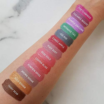 Aromi Dark Red Metallic Liquid Lipstick | Ruby Maroon Lip Color with Shimmery Finish, Vegan, Cruelty-free, Holiday Makeup, Long-Lasting (Candy Apple)