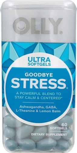 OLLY Ultra Strength Goodbye Stress Softgels, GABA, Ashwagandha, L-Theanine and Lemon Balm, Stress Relief Supplement - 60 Count (Pack of 2)
