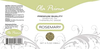 Ola Prima Rosemary Essential Oil 4 Fluid Ounces – Therapeutic Grade Aromatherapy Oil for Diffuser & Soap Making