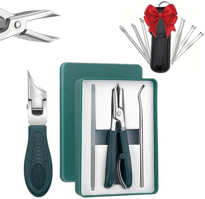 9-Piece Ingrown Toenail & Thick Nail Clipper, Eagle Beak Beveled Nail Clippers,Angled Nail Clippers,Suitable for Men,Women,and Comfort-Seeking Seniors at Home,in The Office,and During Travel (Green)