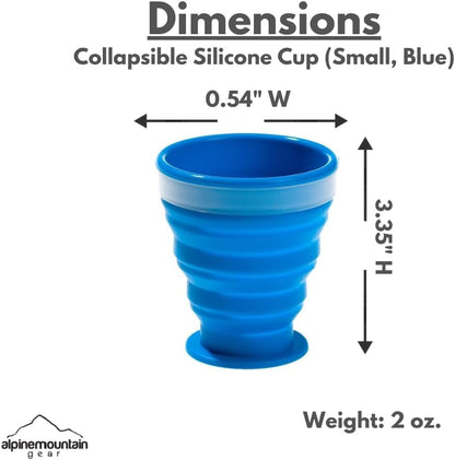 Collapsible Silicone Cup for Camping and Backpacking - Camping Dishware Gear Essentials in Blue (Made by Caddis Sports) (4)