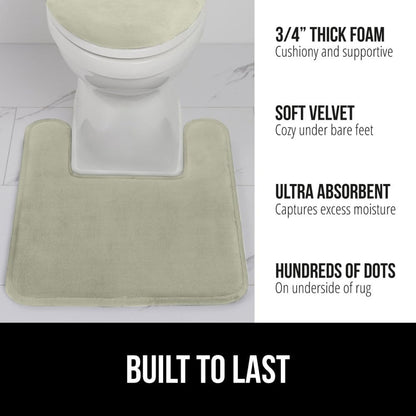 GORILLA GRIP Thick Memory Foam Toilet Rug for Bathroom, Square Shaped Washable, Soft Absorbent Velvet Topside Floor Mats, Machine Wash, Cushioned Luxury Rugs for Bath Room, 22.5x19.5 Sage