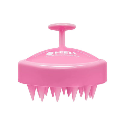 HEETA Scalp Massager Hair Growth, Soft Silicone Scalp Scrubber Shampoo Brush for Exfoliation, Dandruff Removal Head Massage Stress Relax, Wet & Dry Use for Thick Thin Curly Hair Care, Cherry Pink