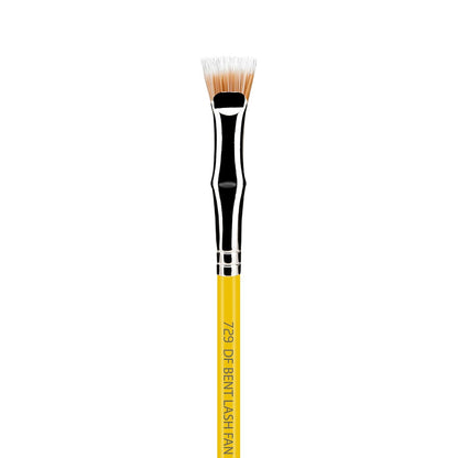 Bdellium Tools Professional Makeup Brush - Studio Series 729 Duo Fiber Bent Mascara Fan - With Soft Synthetic Fibers, For Applying Mascara (Yellow, 1pc)