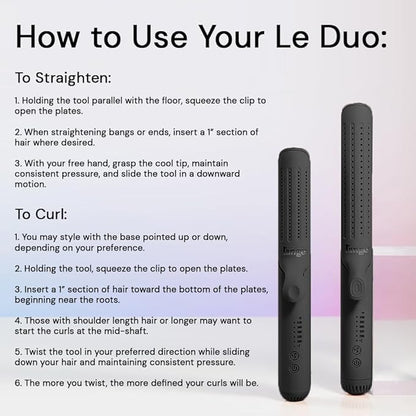L'ANGE HAIR Le Duo Grande 360° Airflow Styler | 2-in-1 Curling Wand & Titanium Flat Iron Professional Hair Straightener and Curler with Cooling Air Vents to Lock in Style | Adjustable Temp (Black)