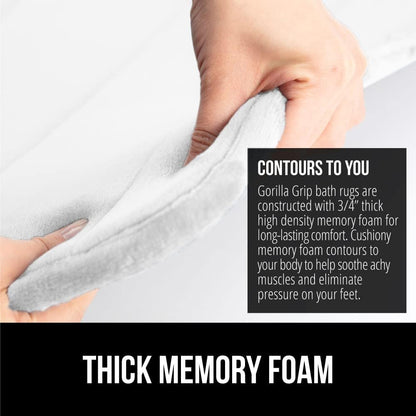 GORILLA GRIP Memory Foam Bath Mat, Soft Absorbent US Designed Bathroom Rug, Gripping Dots Machine Washable Bathmat, Cushioned Floor Mats, Shower Sink Rugs Room Décor Accessories, 30x20 White