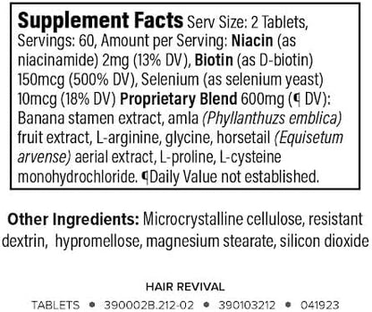 Isagenix Hair Revival - Natural Hair Growth & Thickening Supplement - Supports Healthy Scalp - Formula Contains Biotin, Amino Acid, Banana Flower Extract & More - 120 Tablets (60 Servings)