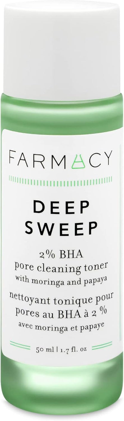 Farmacy 2% Salicylic Acid Toner for Face - Deep Sweep Gentle BHA Exfoliant for Oily Skin - Refines Texture with Papaya Enzymes & Moringa Water for a Healthy-Looking Complexion (50ml)