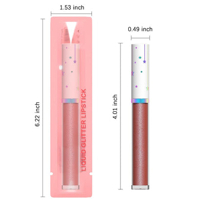 evpct 1Pcs Mauve Red Metallic Shimmer Glitter Lip Gloss Liquid Lipstick Long Lasting Waterproof 24, Glitter Pearlescent Metallic Sparkly Glossy Liquid Lipsticks Lip Stain Makeup Set for Women 05#