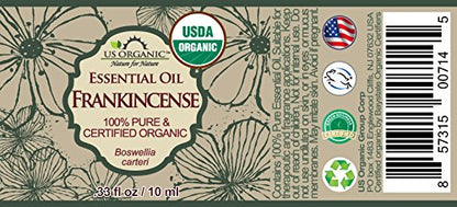 US Organic 100% Pure Myrrh, Frankincense Essential Oil Combo Pack - Directly sourced from The Horn of Africa - USDA Certified Organic - Use Topically or in Diffuser (10 ml Combo)