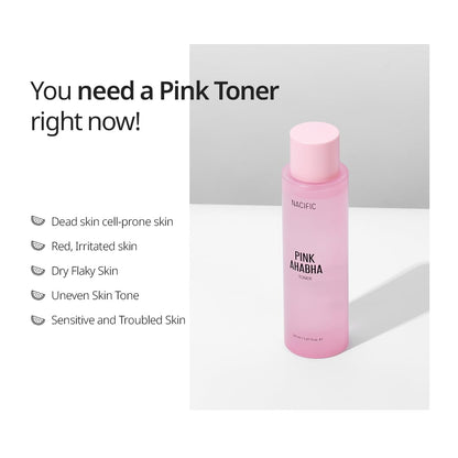 NACIFIC Pink AhaBha Triple Set (Toner 150ml, Serum 50ml, Cream 50ml) AHA, BHA, Watermelon extract Glow Moristurizing Hyaluronic Acid