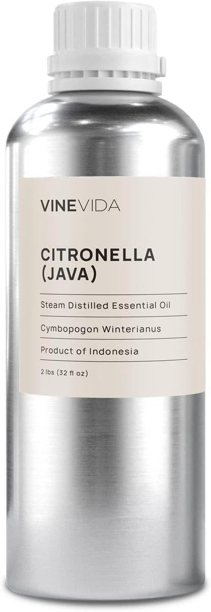 VINEVIDA Citronella Java Essential Oil 32 oz - Undiluted Citronella Oil 32 oz - Citronella Candle Oil Scent - DIY Candle Scents for Candlemaking - Bulk Essential Oil for Soap Making Safe for Skin