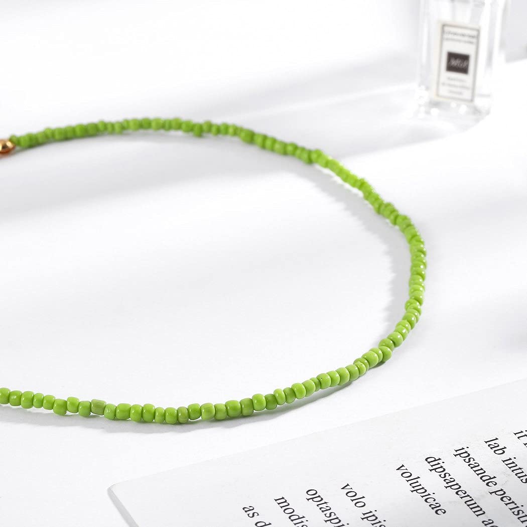 Bohemian Necklace Bead Shell Necklace Chain Pendant Necklace Jewelry for Women and Girls (Green)