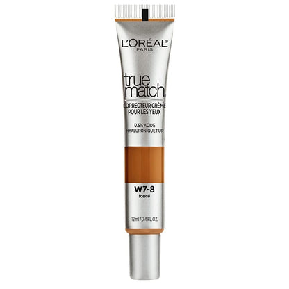L’Oréal Paris True Match Eye Cream in a Concealer, 0.5% hyaluronic acid, Dark W7-8, 0.4 fl. oz. (Pack of 2)