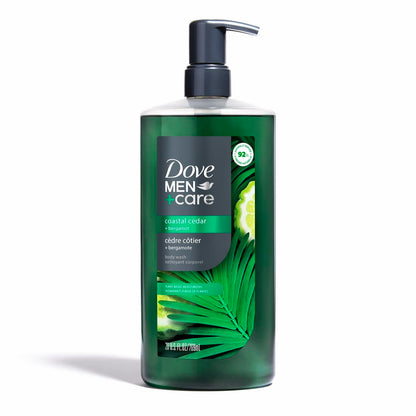 DOVE MEN + CARE Body Wash Coastal Cedar & Bergamot Plant-Based Moisturizing Body Wash for Men, 26oz