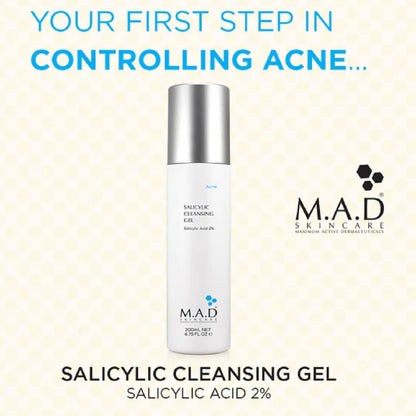 M.A.D Skincare Salicylic Cleansing Gel - Acne Facial Wash 6.75 oz.